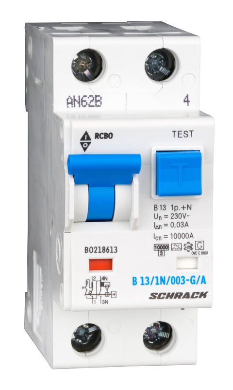 Întreruptor automat+diferenţial, B13/30mA, 10kA,tip A/G,1P+N
