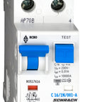 Întreruptor automat+diferenţial, C16/10mA, 10kA, tip A, 1P+N