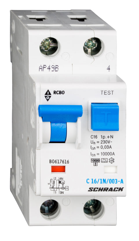 Întreruptor automat+diferenţial, C16/30mA, 10kA, tip A, 1P+N