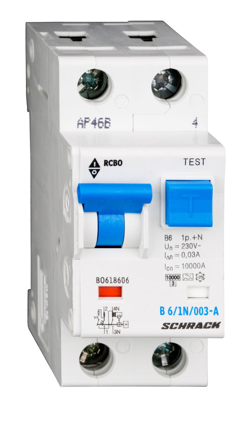 Întreruptor automat+diferenţial, B6/30mA, 10kA, tip A, 1P+N