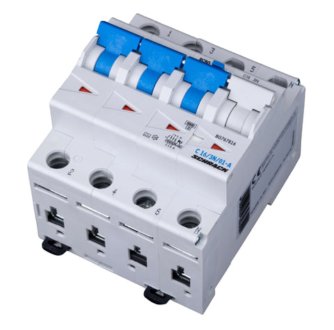 Întreruptor automat+diferenţial, C16/100mA, 6kA, tip A, 3P+N