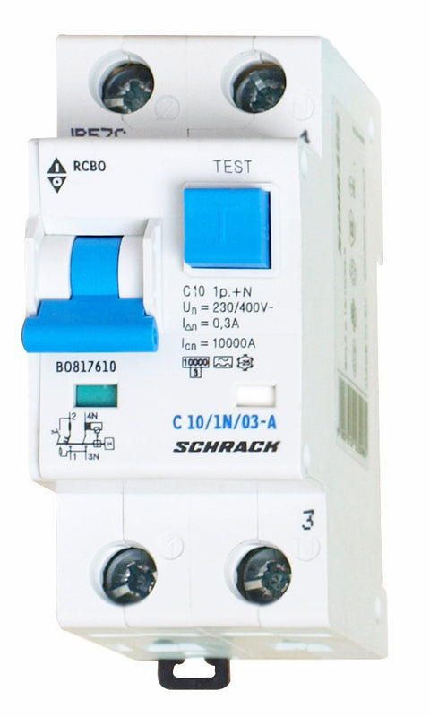Întreruptor automat+diferenţial, C10/300mA, 10kA, tip A,1P+N