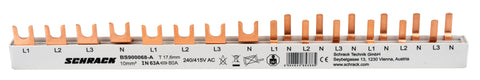 Busbar, 1xRCCB 4-pole, 1 MCB 3+N, 6 MCB 1+N/1 MW, 14MW