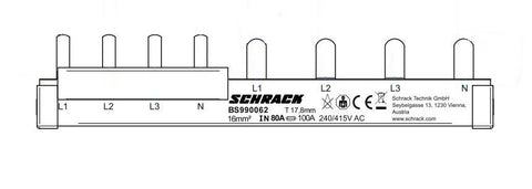 Busbar Pin Version, 4-pole, 16mm², adapter form