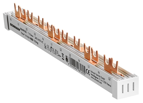 Busbar, 1xRCCB N+3, 1xMCB N+3, 2xMCB N+1, 12MW