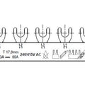 Busbar, 1x RCCB 4-pole, 8x MCB 1-pole, 11 MW, 10 mm²