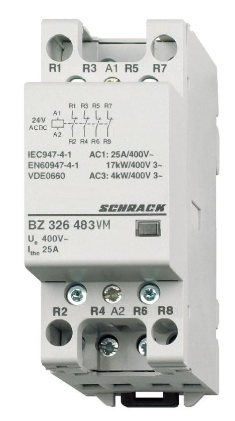 Contactor modular (2UH) 25A, 4NÎ, 24Vca&cc