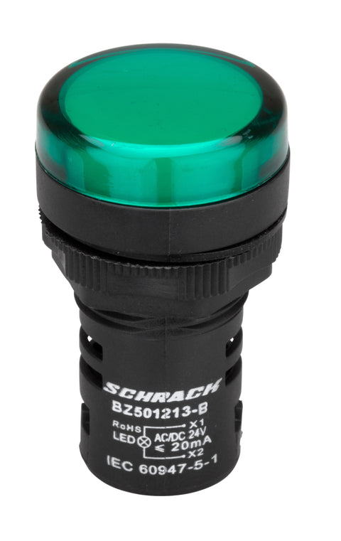 Lampă de semnalizare cu LED, monobloc, 24V-AC/DC, verde