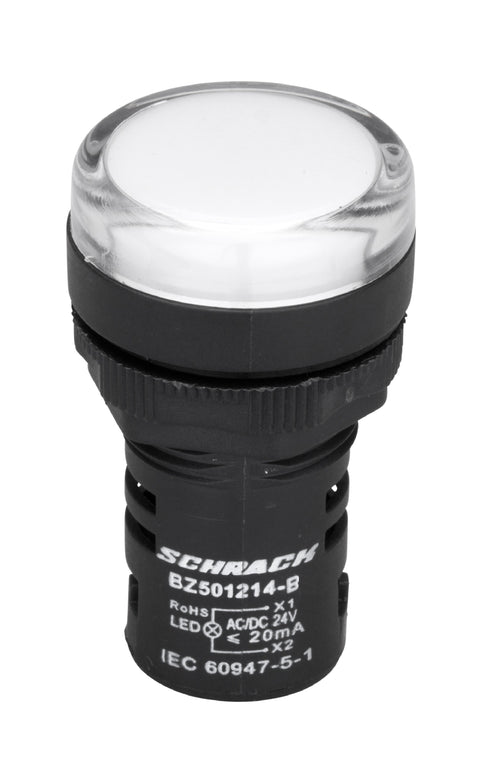 Lampă de semnalizare cu LED, monobloc, 24V-AC/DC, alb