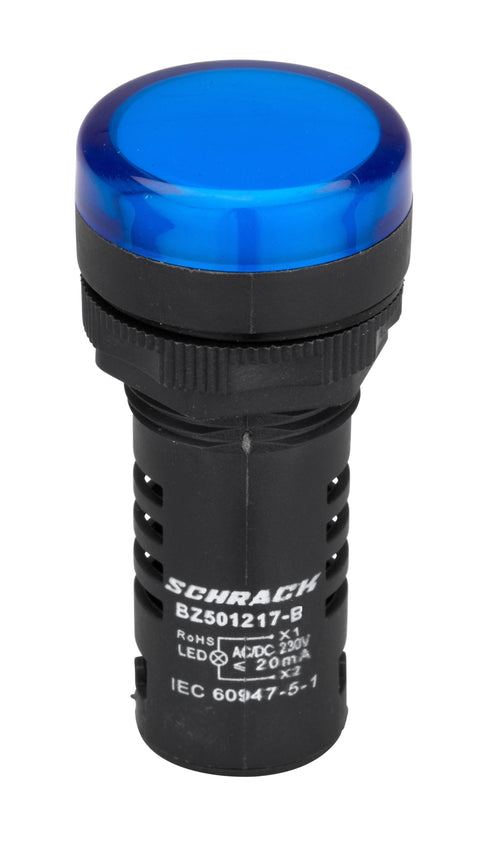 Lampă de semnalizare cu LED, monobloc, 230V-AC/DC, albastru