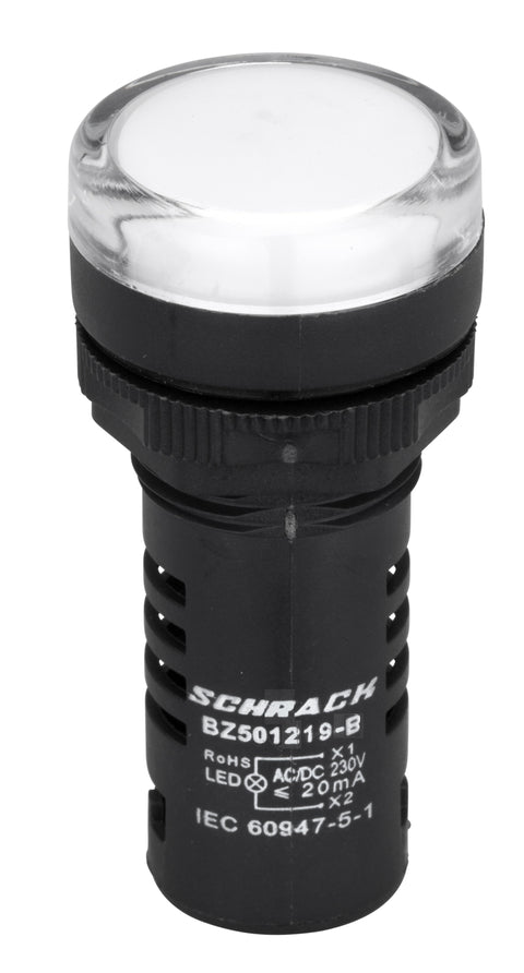 Lampă de semnalizare cu LED, monobloc, 230V-AC/DC, alb
