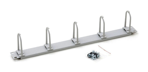 Organizator cabluri 19", 1U, 5 inele de plastic mari 40x83mm