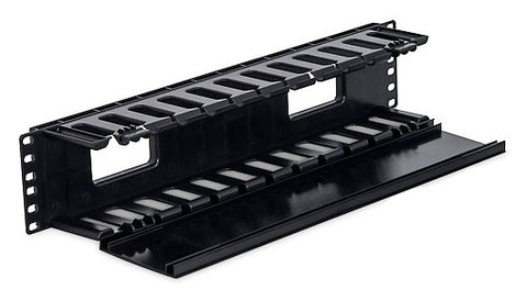 Organizator cabluri 19", 2U, plastic, negru RAL9005