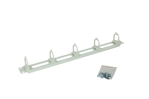 Organizator cabl. 19", 1U,4 desch şi 5 inele 40x53mm,RAL7035