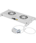 Placă 19” cu 2 ventilatoare, 1U, termostat analogic, RAL7035