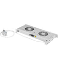 Placă 19” cu 2 ventilatoare, 1U, termostat analogic, RAL7035