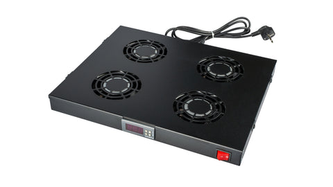 Placă 19" cu 4 ventilatoare, 1U, digital, negru RAL 9005