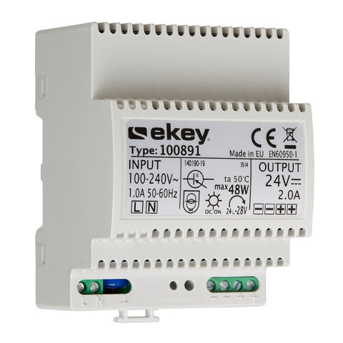 ekey power supply 230 VAC / 24 VDC / 2A for DIN-rail mount