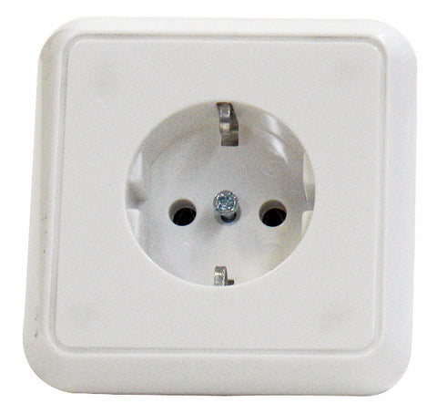 Priză completă cu PE, conex. elastică, alb