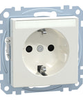 Socket outlet with shutter and labelling field, white