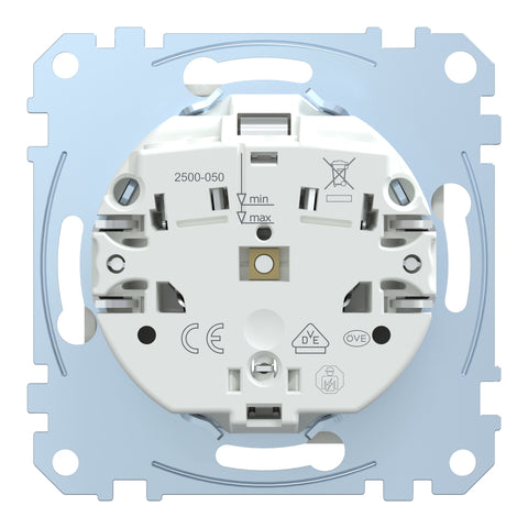 Socket outlet with shutter and labelling field, white