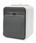 Buton cu revenire cu bec IP44, gri/gri