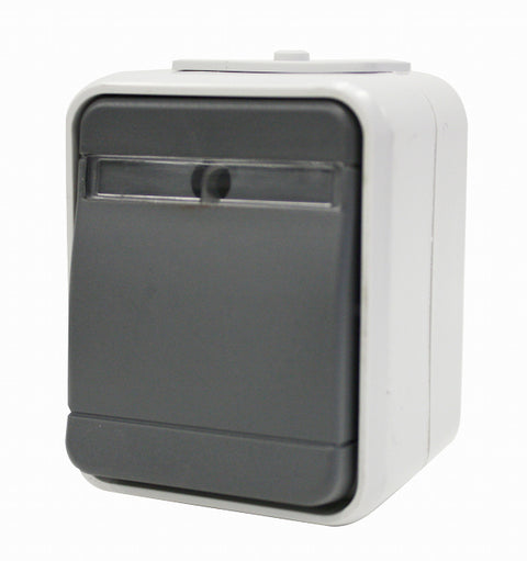 Buton cu revenire cu inscriptionare IP44, gri/gri