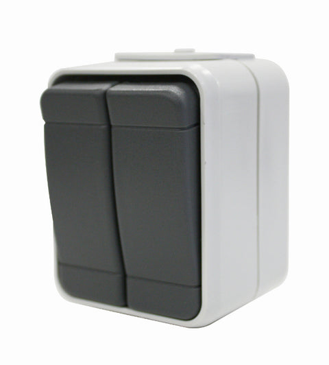 Buton dublu cu revenire IP44, gri/gri