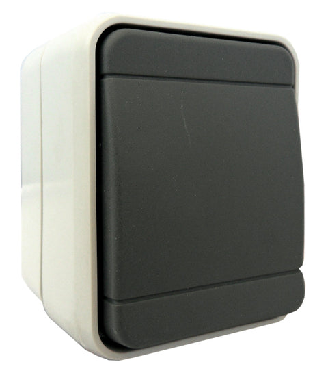Buton cu revenire IP44, gri/gri