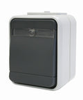 Buton cu revenire cu bec IP44, gri/gri