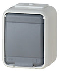Priza simpla cu PE IP44, gri/gri