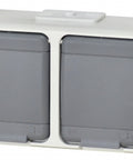 Priza dubla cu PE IP44, gri/gri