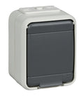 Priza simpla cu PE IP44, gri/gri