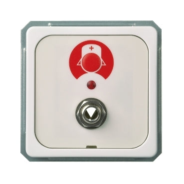 Buton apel+doză pentru buton cu fir, alb-perlă