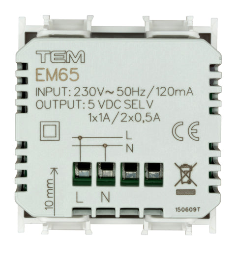 Insert priză de încărcare USB 5V 1A 2M, alb