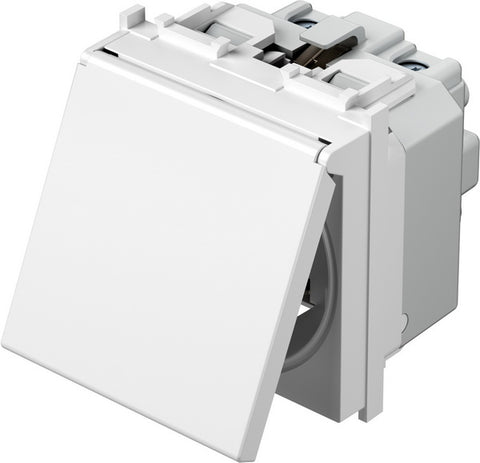 Insert priză cu capac pin PE,protecţie mărită,16A,cl.,alb