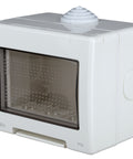 Outdoor surface mount box, IP55, transparent lid, 3M, white