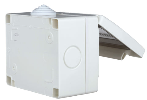 Outdoor surface mount box, IP55, transparent lid, 3M, white
