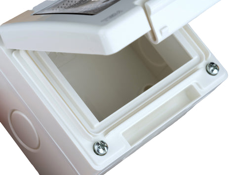 Outdoor surface mount box, IP55, transparent lid, 3M, white