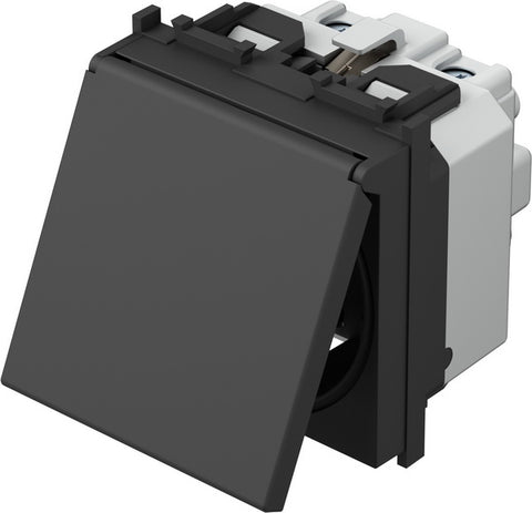Insert priză cu capac pin PE,protecţie mărită,16A,cl.,negru
