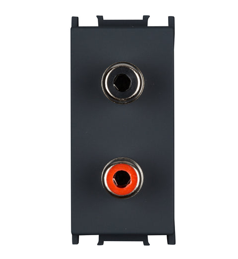 Priză audio 1M 2xRCA, negru