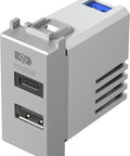 USB 2-gang power supply, 20W, 5V, 3A, 1M, silver