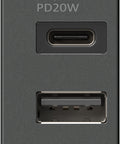 USB 2-gang power supply, 20W, 5V, 3A, 1M, anthracite