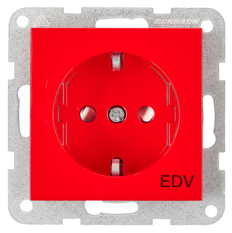 Socket outlet with safety shutter, cage clamps, EDV, red