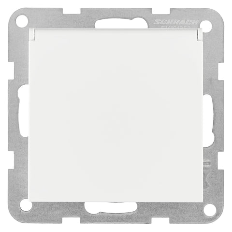 Pin socket outlet with safety shutter, lid, screw, white