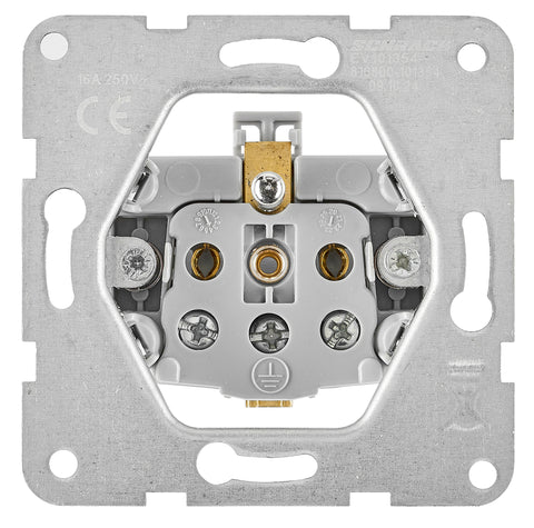 Pin socket outlet with safety shutter, lid, screw, white