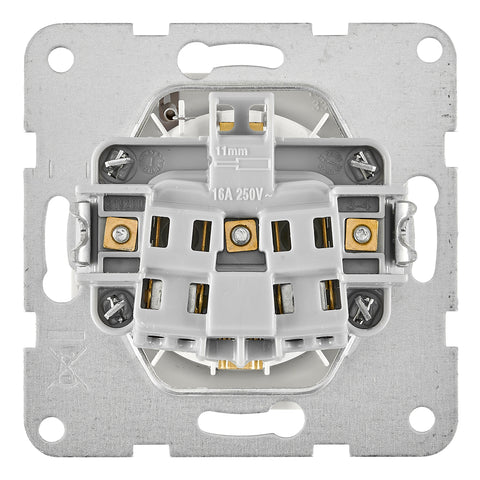 Pin socket outlet with safety shutter, lid, screw, white
