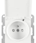 Pin socket outlet with safety shutter, lid, screw, white