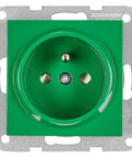 Insert priză, cu pin PE, protecție cleme elastice, verde