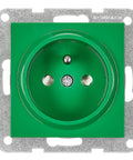 Insert priză, cu pin PE, protecție cleme cu șurub, verde